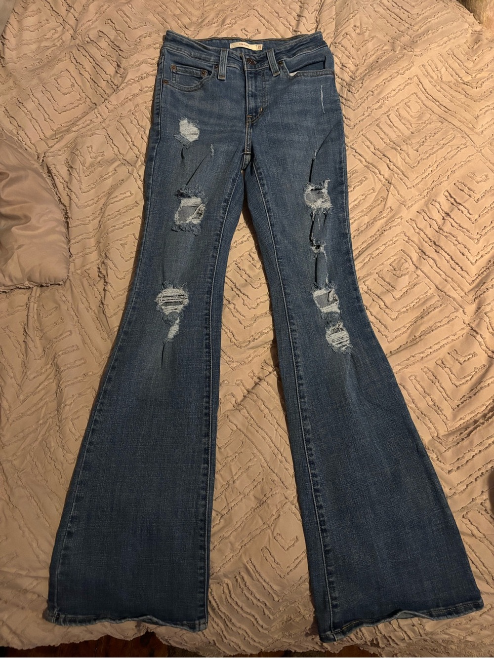 Levi's Distressed Flare Jeans in Blue